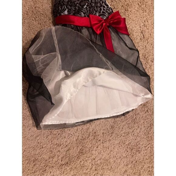 Youngland toddler girl’s 3T party dress black & white lace red sash belt - Picture 3 of 7